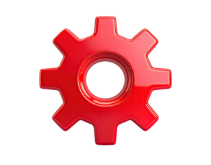 Glossy, red gear isolated on black