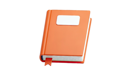 Orange Hardcover Book with White Label and Bookmark