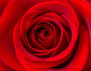 Close-up of a vibrant red flower's delicate, spiraling petals