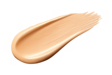 Cosmetic liquid foundation cream smear swatch with beige skin tone color, perfect for beauty product advertising on transparent background