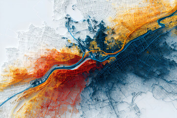都市部の地震災害を想定したハザードマップのイメージ