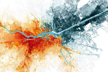 都市部の地震災害を想定したハザードマップのイメージ