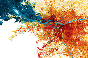 都市部の地震災害を想定したハザードマップのイメージ