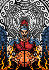 Fototapeta premium WARRIOR AND ANCIENT PATTERN JERSEY VECTOR FOR FULL SUBLIMATION BACKGROUND