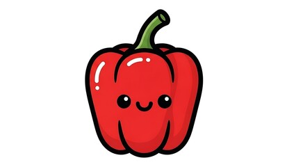 Smiling Red Bell Pepper Cartoon Character.