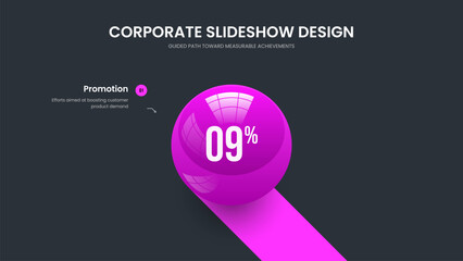 Medical Performance 1 Step Graph Presentation Template. Simple Forecast One Element Chart Frame Layout. Advertising Launch Slide Design Vector Illustration.