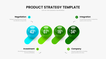 Plakat Service Proposal Four Step Chart Slide Layout. Science Development Presentation Template Vector Illustration. Digital Strategy 4 Element Diagram Frame Design.