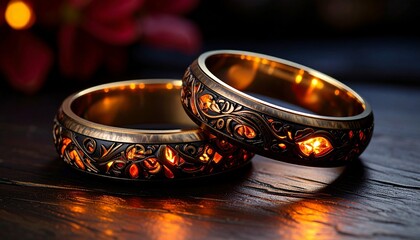 wedding rings and candle