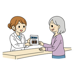 薬剤師から薬を受け取る高齢者