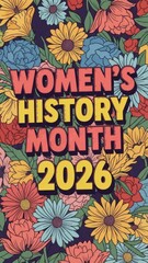 Women's History Month 2026 Entrepreneur Concept. Female Business Owner in Creative Studio with Modern Floral Art. Bold Maximalist Vector.