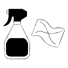 Simple Cleaning Detergent Bottle and Cloth Illustration