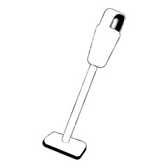 Simple Stick Vacuum Cleaner Illustration on Black