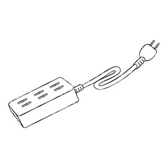 Simple Power Strip with Plug Illustration on Black