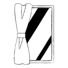 Simple Window with Curtain Illustration on Black