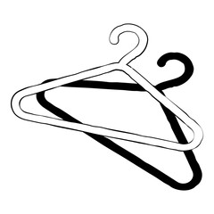 Simple White Clothes Hanger Illustration on Black