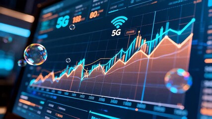 5G network data chart on screen - Powered by Adobe