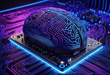 Futuristic Artificial Intelligence Brain Chip Concept