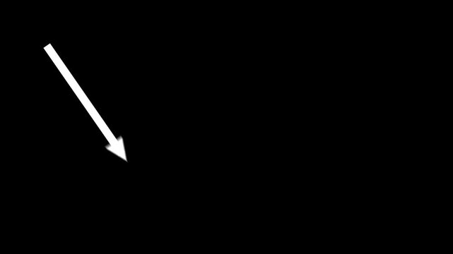 white animated arrow with graph path on black backround. arrow animation. 4K Loop motion