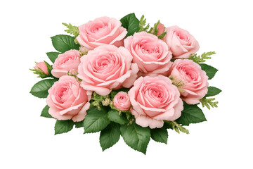Naklejka premium Pink roses bouquet on transparent background representing love, romance, wedding, beauty and special occasions