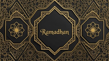 Ramadhan Islamic Decorative Background with Arabic Geometric Patterns and Arabic Calligraphy
