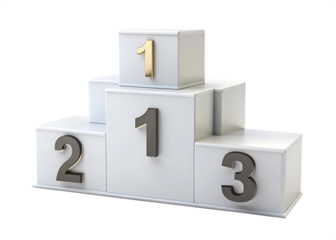 An illustrated podium with numbers one, two, and three  isolated on  white background PNG,AI GENERATED