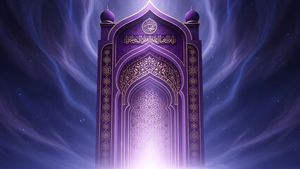 Magical ornate gateway bathed in ethereal light, symbolizing passage and wonder