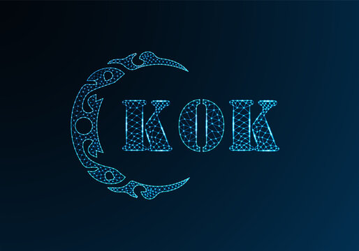 Low poly letter logo KOK design. KOK letter logo low poly vector design on blue color gradient background. KOK logo low poly design