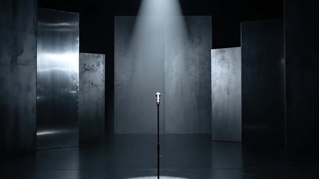Empty Theatrical Stage with Spotlight and Dramatic Copy Space