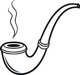 Smoking pipe line art with wisps of smoke tobacco vapor 4