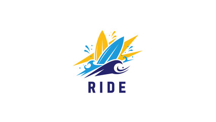 Obraz premium Dynamic surfboards and ocean waves logo design for a vibrant ride experience.
