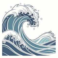 Fototapeta premium Japanese style wave illustration
