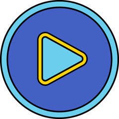Play button media control flat illustration