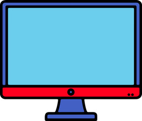 Colorful desktop computer monitor flat illustration