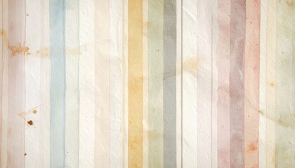 Abstract watercolor stripes in pastel colors with a vintage textured paper background and subtle stains creating a soft and nostalgic visual aesthetic