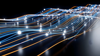 Abstract Digital Data Flow Lines Representing High-Speed Network Technology