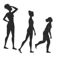 Silhouettes of women in various poses