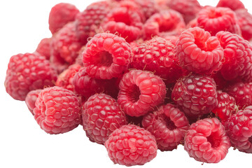 fresh raspberries pile, close-up.
