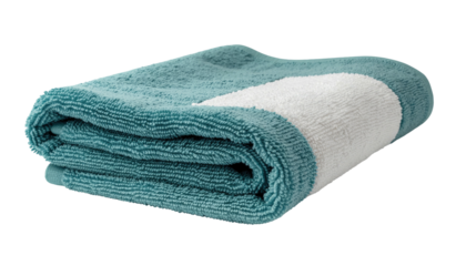 Folded aqua towel with white stripe