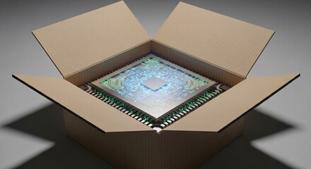 Smart manufacturing and AI technology concept with microchip