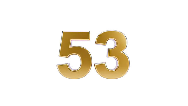 3D Golden number 53 transparent background