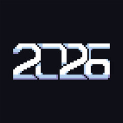 this is pixel art 2026 text with simple white color and retro style