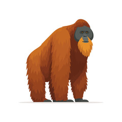Orangutan in a clean 2D flat vector icon style, minimal and simple, set on a plain white background. © Antoni