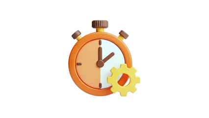 3D Stopwatch with Gear Icon