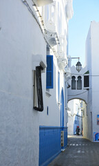 Obraz premium El Sira Alleyway, Morocco - Traditional White Medina Architecture