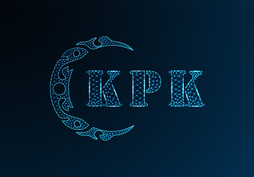Low poly letter logo KPK design. KPK letter logo low poly vector design on blue color gradient background. KPK logo low poly design