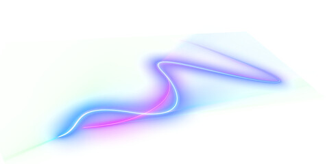 Abstract futuristic glowing neon laser line curve. Light trail wave, style optic fiber, digital artworks in PNG. © ponravin