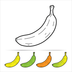 Banana Outline and Color Variations