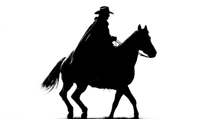Cowboy riding horse silhouette