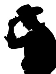 Silhouette of a man adjusting hat