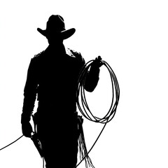 Silhouette of a cowboy with lasso